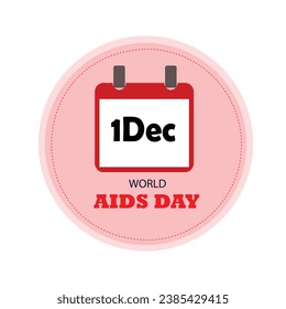 Vector illustration World Aids Day concept with text and red ribbon of aids awareness. 1st December. Red brush stroke poster
