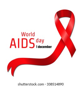 Vector Illustration of world AIDS day in December 1 for Design, Website, Background, Banner. Red Ribbon Symbol of hope Element Template