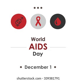 Vector illustration for World AIDS Day minimalistic dots poster banner or card design with AIDS and HIV  icons design, ribbon, drop of blood