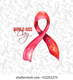 vector illustration. World AIDS Day. vektornlaya watercolor with a transparent background. isolated odekt. Red ribbon