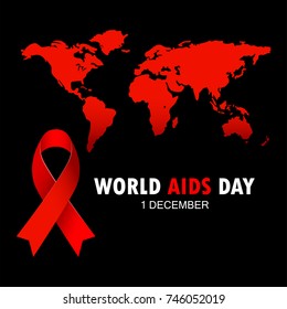 Vector illustration of  World AIDS Day. Red Ribbon Sign