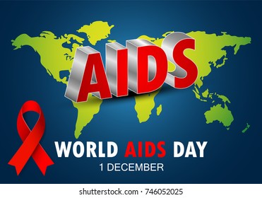 Vector illustration of  World AIDS Day. Red Ribbon Sign