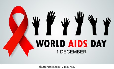 Vector illustration of World AIDS Day. Red Ribbon Sign