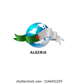 Vector Illustration of a world – world with the algeria flag