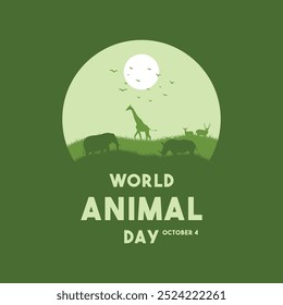 Vector Illustration of World Animal Day. October 4. Animals silhouette. Eps 10.