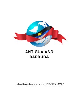 Vector Illustration of a world – world with antigua and barbuda flag