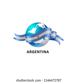 Vector Illustration of a world – world with the argentina flag