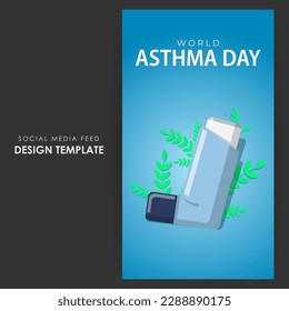 Vector illustration of World Asthma Day social media story feed set mockup template