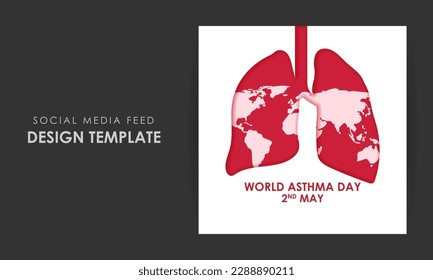 Vector illustration of World Asthma Day social media story feed set mockup template