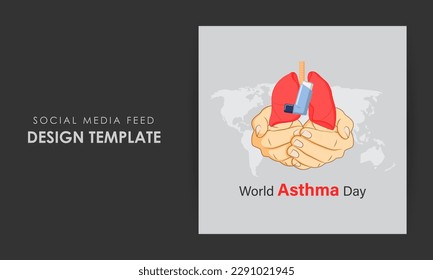 Vector illustration of World Asthma Day social media story feed set mockup template