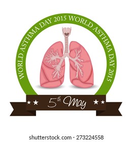 Vector illustration for World Asthma Day in white background with brown ribbon.
