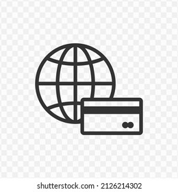 Vector illustration of world ATM card icon in dark color and transparent background(png).