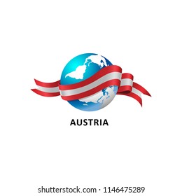 Vector Illustration of a world – world with the austria flag