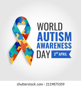 Vector Illustration of World autism awareness day. Ribbon.
