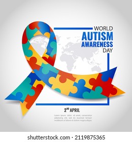 Vector Illustration of World autism awareness day. Ribbon.
