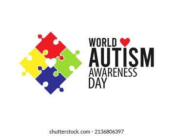Vector illustration of world autism awareness day design on white background.