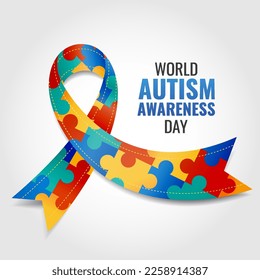 Vector Illustration of World autism awareness day. Ribbon.
