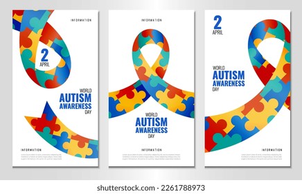 Vector Illustration of World autism awareness day. Banner with ribbon. Use as advertising, invitation, banner,
