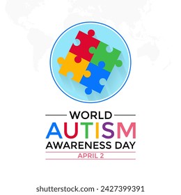 Vector Illustration of World autism awareness day.  Hands holding jigsaw puzzle heart shape.  Greeting card, Banner poster, flyer and background design.