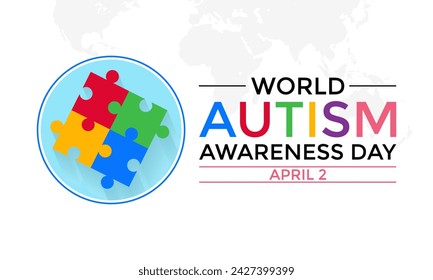 Vector Illustration of World autism awareness day.  Hands holding jigsaw puzzle heart shape.  Greeting card, Banner poster, flyer and background design.