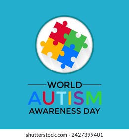 Vector Illustration of World autism awareness day.  Hands holding jigsaw puzzle heart shape.  Greeting card, Banner poster, flyer and background design.