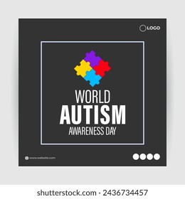 Vector illustration of World Autism Awareness Day social media feed template