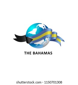 Vector Illustration of a world – world with the the bahamas flag