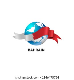 Vector Illustration of a world – world with the bahrain flag
