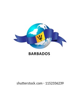 Vector Illustration of a world – world with Barbados flag