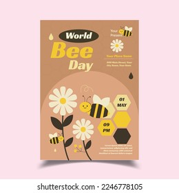 Ilustración vectorial del volante del Día Mundial de la Abeja
