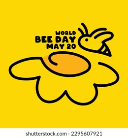Vector Illustration of World Bee Day. May 20. Yellow background. Poster, banner, card, background. Eps 10.