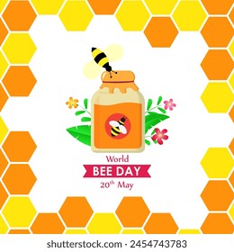 Vector illustration of World Bee Day social media feed template
