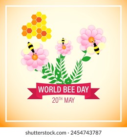 Vector illustration of World Bee Day social media feed template
