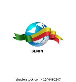 Vector Illustration of a world – world with the benin flag 