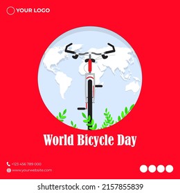 vector illustration for world bicycle day with cycle and world map