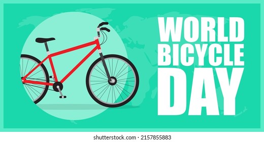 vector illustration for world bicycle day with cycle and world map