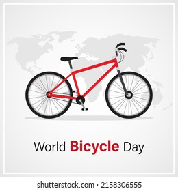 vector illustration for world bicycle day with cycle and world map