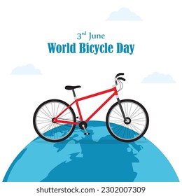 Vector illustration of World Bicycle Day 3 June social media story feed mockup template