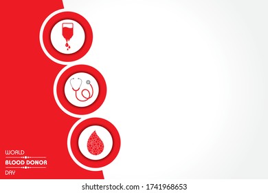 Ilustración vectorial para el Día Mundial del Donante de Sangre.Concepto de donación de sangre que se celebra el 14 de junio