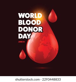 Vector illustration of World blood donor day June 14. Donate a blood save a life.