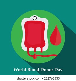 Vector illustration for World Blood Donor Day with green background.