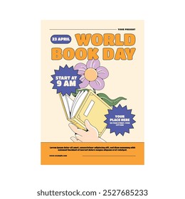 Vector illustration of world book day flyer poster template design