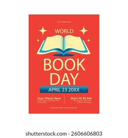 Vector illustration of world book day flyer poster template design