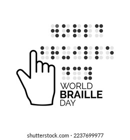 Ilustración vectorial, el Día Mundial del Braille se celebra cada año el 4 de enero. Eps 10