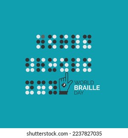 Ilustración vectorial, Día Mundial de Braille se celebra cada año el 4 de enero. Fondo blanco