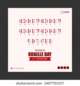 Vector illustration of World Braille Day social media feed template