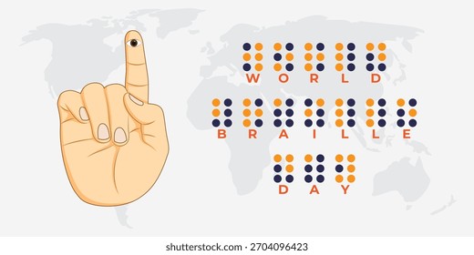 Vector illustration of World Braille Day social media template