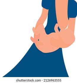 Vektorgrafik der Weltzeitwoche. Mutter hält das Baby in den Armen und in den Brust.