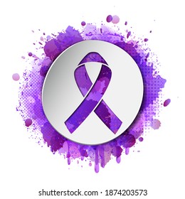 Vector illustration of World Cancer Day with ribbon, February Awareness Month Campaign Background with purple ribbon symbol