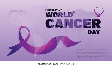 Ilustración vectorial del afiche o post del concepto del Día Mundial del Cáncer para medios impresos y sociales.